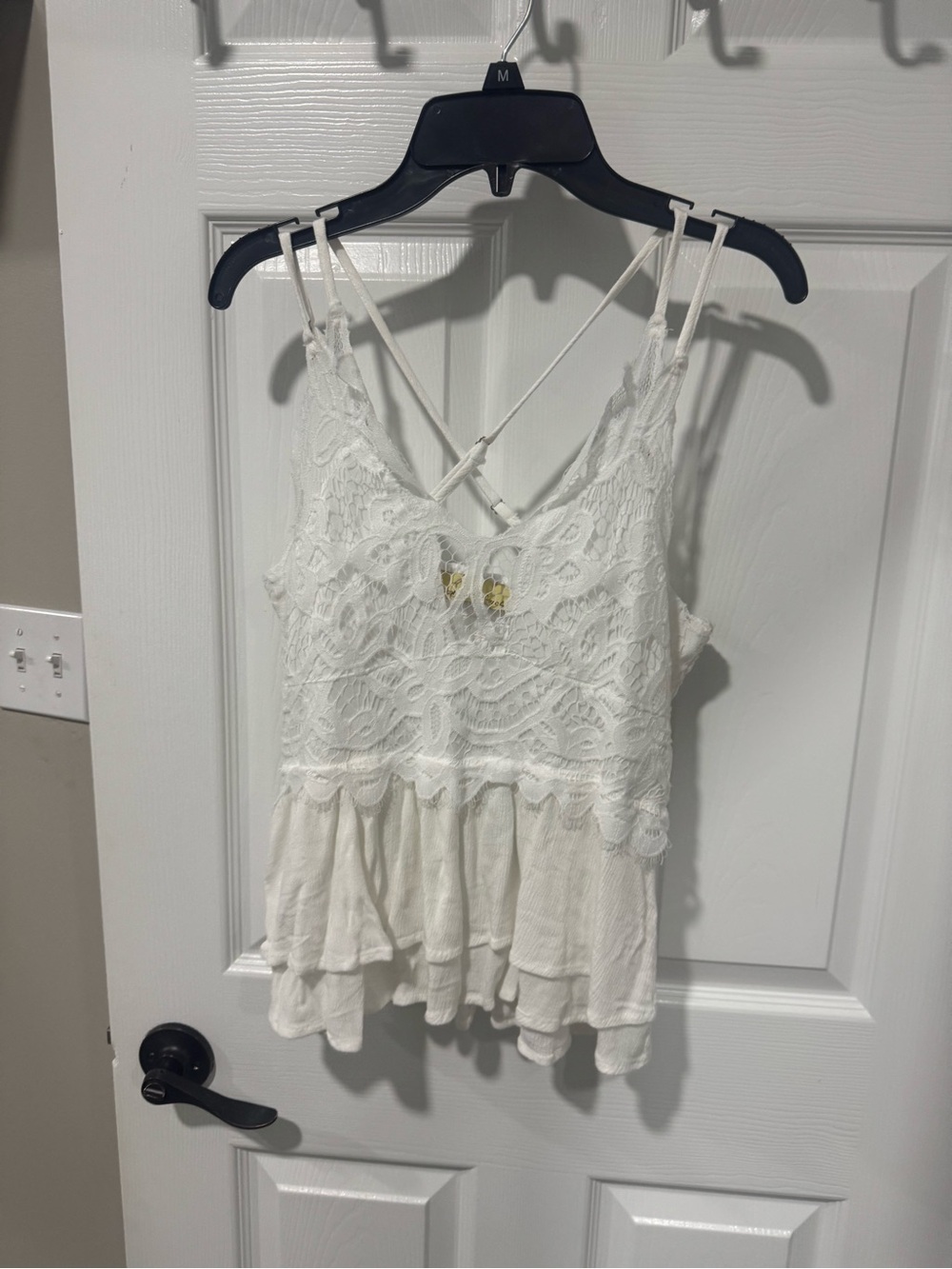 Women's White Lace Ruffle Camisole Top